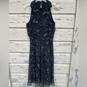 Vintage Scarlet Op Art To Wear 90s Y2K Sleeveless Fairycore Flowy Midi Dress 10